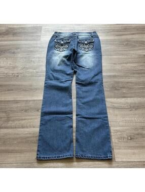 Vintage y2k Bootcut Women’s Embroidered Cross Denim Jeans